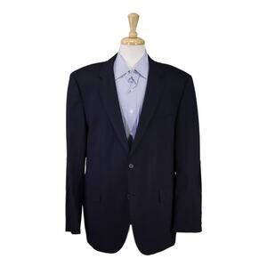 Hugo Boss The Jam/Sharp Solid Navy Blue Wool Stretch Blazer 46R